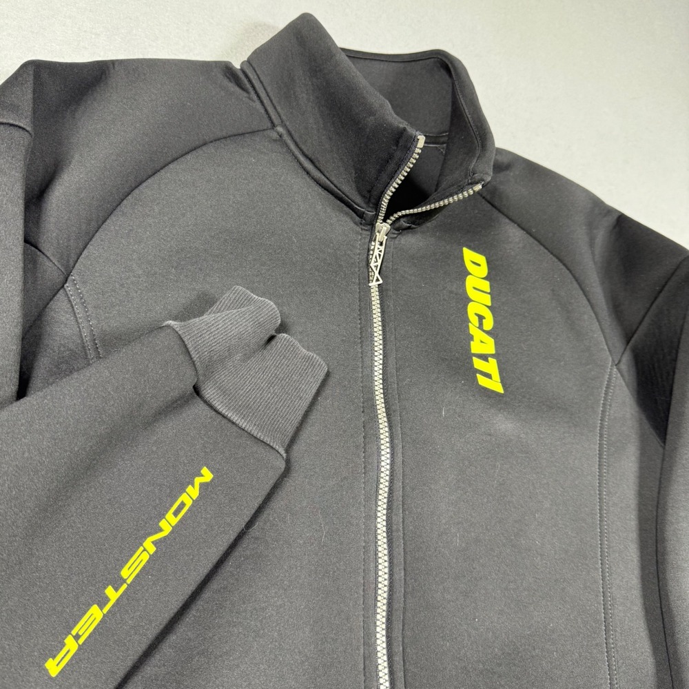 Puma Ducati Monster Track Jacket Mens Large Black Neon Yellow Full Zip Moto